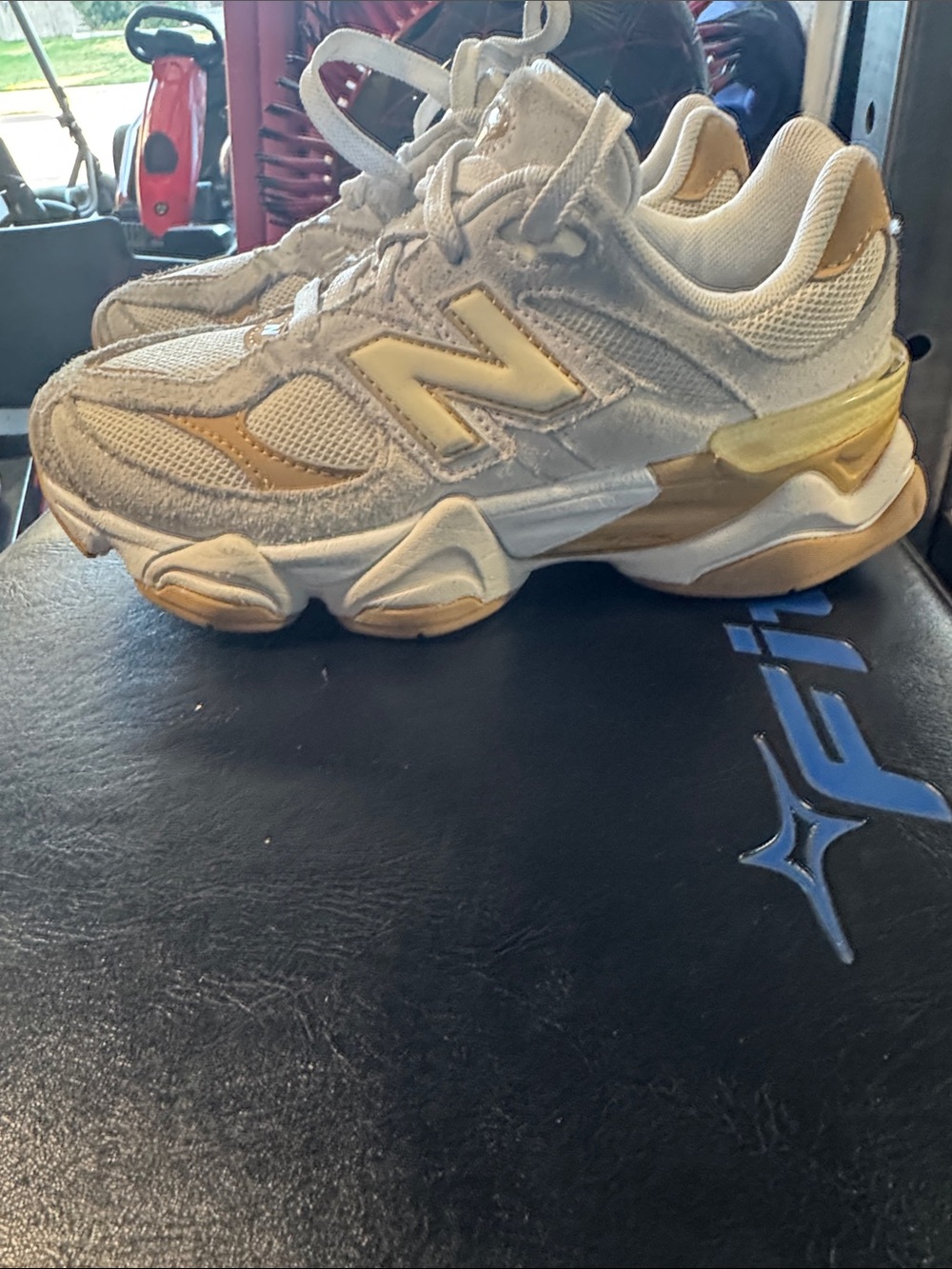 New Balance Women's Cream and Gold Chunky Lace-Up Sneakers